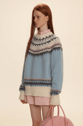 Vintage Cream Fair Isle Knit Crewneck Sweater - COPPING THREADS - MOROMORO